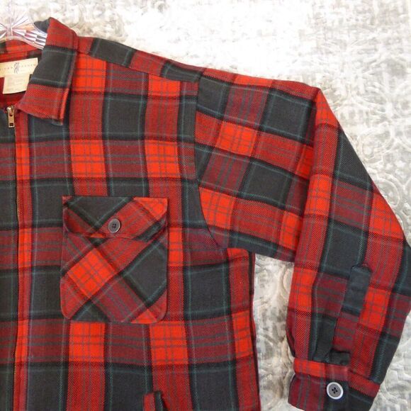 Vintage River Trader Shirt Men Large Red Black Shacket Flannel Jacket Pockets - Picture 4 of 9